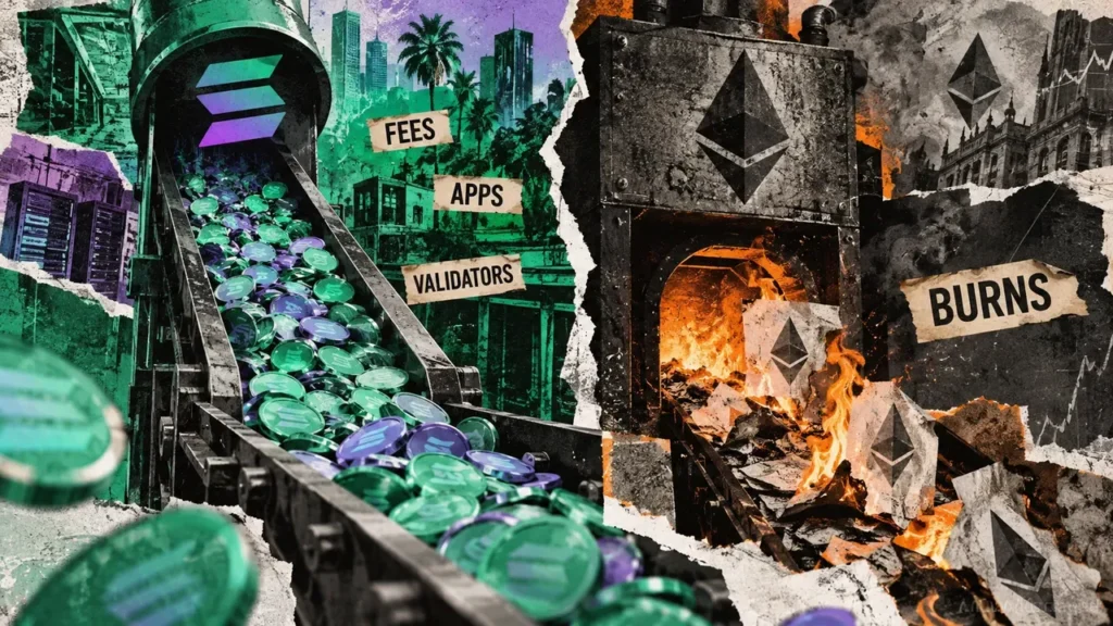 Solana flips Ethereum in fees, while ETH holds the burn lead